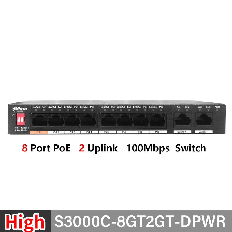 Dahua 4/8/16/24 Port PoE Switch 10/100/1000Mbps Gigabit Fast Ethernet Switch IEEE 802.3 For VTO VTH IP Camera S1300C-4ET2ET-APWR 