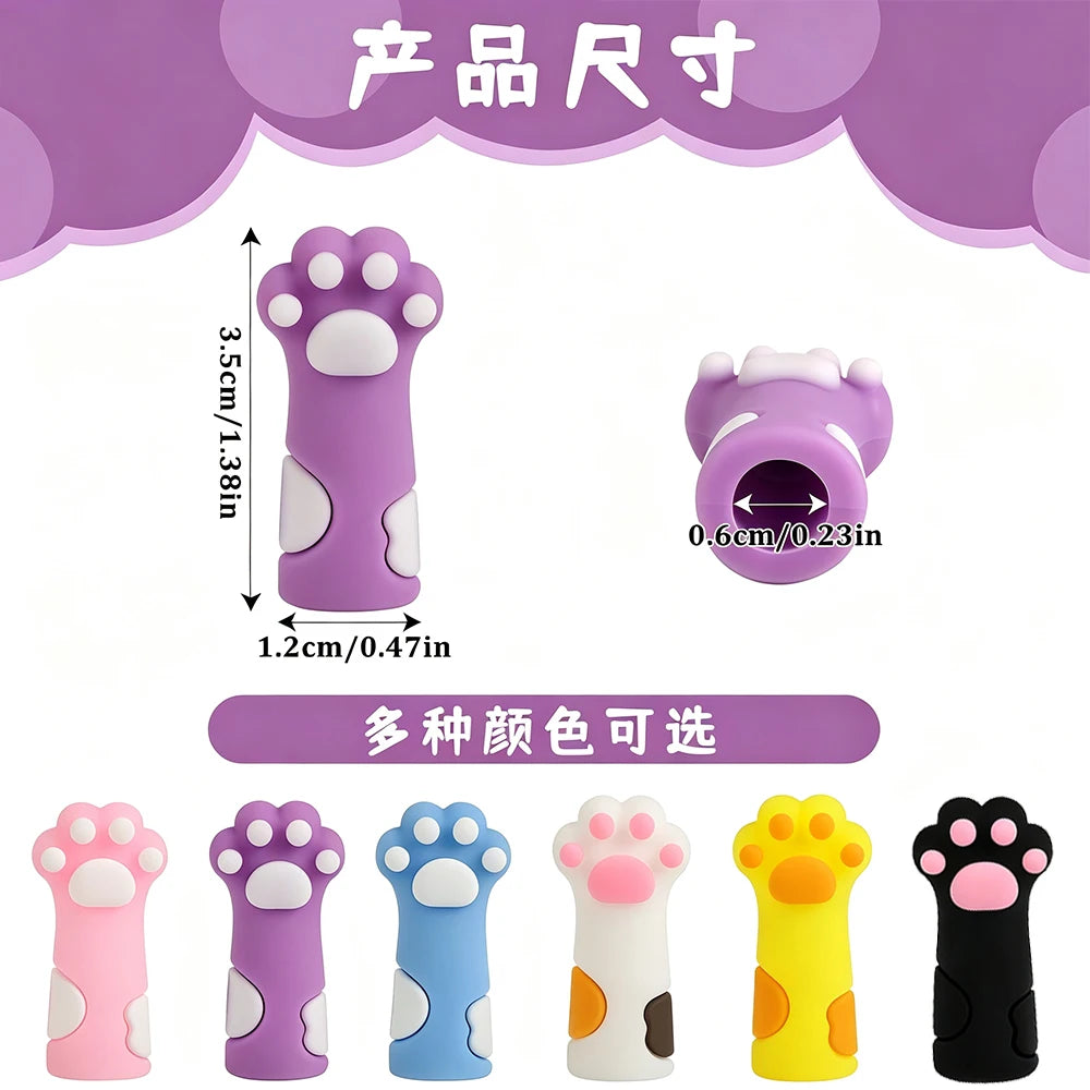 Capuchones de punto para agujas de tejer con forma de pata de gato de silicona