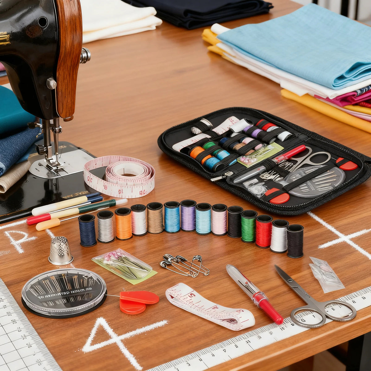 68-Piece Portable Sewing Kit with Zip Case
