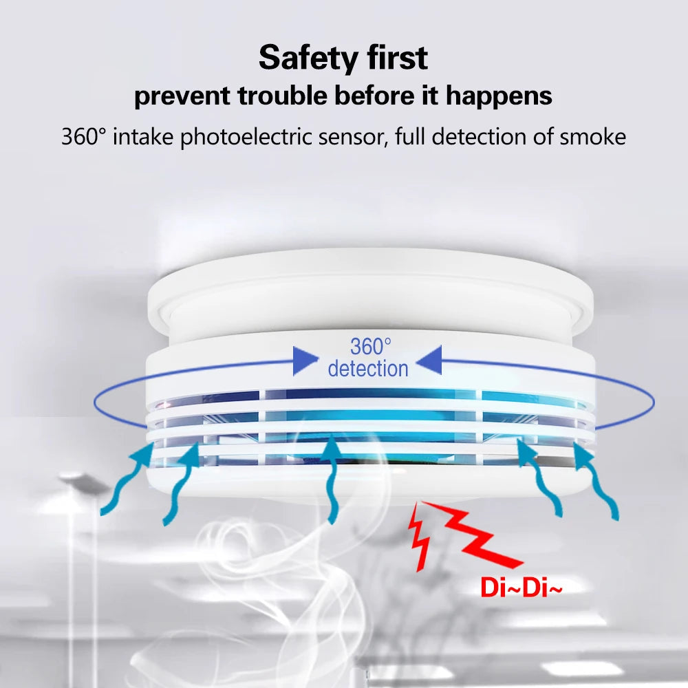 Tuya Smart Wifi Smoke Detector Sensor 80DB Alarm Fire Smoke Detector Wifi Fire Protection Home Security Alarm Smart Life APP 