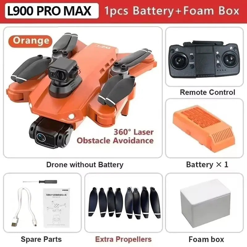 L900 Pro MAX GPS Drone 4K Professional HD Dual Camera 5G Wifi 360° Obstacle Avoidance Brushless Foldable Quadcopter RC Drone Toy 