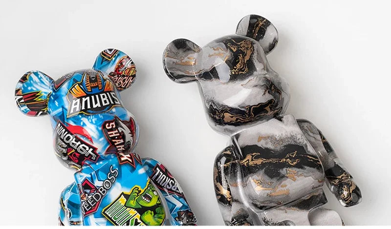 27cm/10Inches Graffiti Bear Figurine Home Decor Animal Abstract Ornament Storage Money Jar Modern Room Sculpture Table Decor 