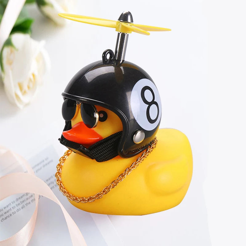 Car Duck With Helmet Broken Wind Pendant Small Yellow Duck Road Bike Motor Helmet Riding Cycling Accessories Without Lights 