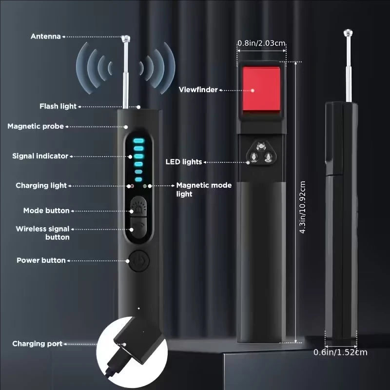 Detector de Câmera Oculta Antiespião Dispositivo de Rastreamento de GPS para Carro, Escuta, Bug, RF, Scanner de Sinal All Inalámbrico, Gadget de Proteção e Segurança