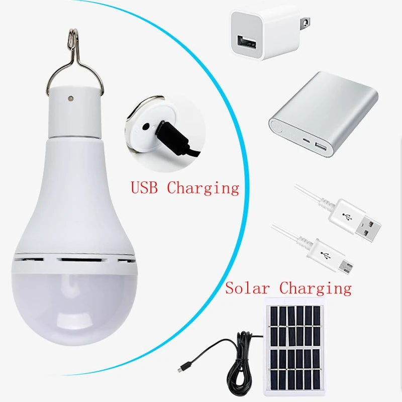 Lampadina LED solare da esterno, impermeabile, con telecomando e timer, lampada solare da giardino da appendere, luce di emergenza per escursionismo, campeggio e pesca