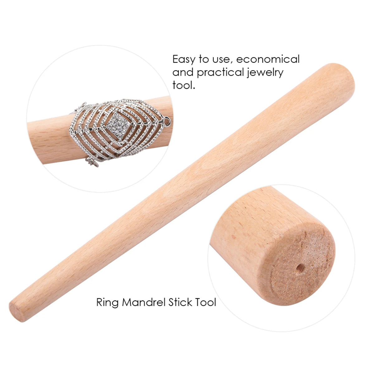 Mandril de madera para hacer anillos, herramienta para dar forma y pulir anillos y joyas, para joyeros