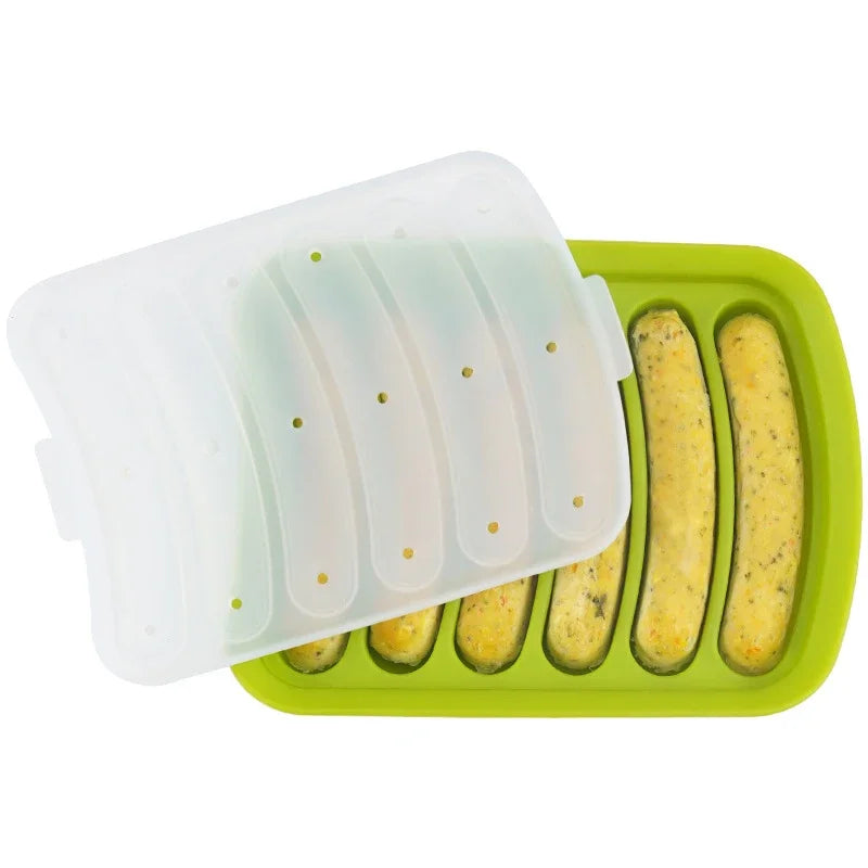 Six-Cavity Silicone Sausage Mould with Lid