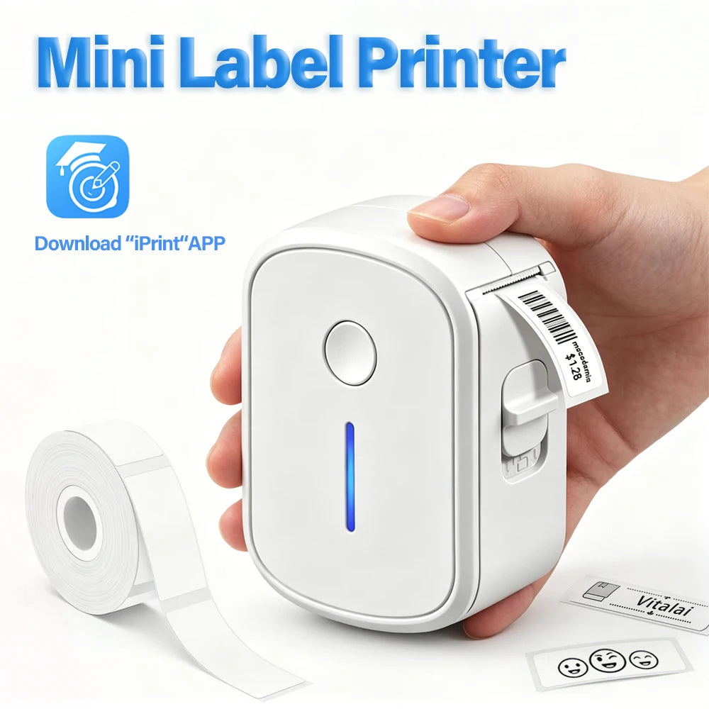 Prenosný mini tlačiareň štítkov Bluetooth bez atramentu samolepiace termálne štítky tlačiareň etikietka mini tlačiar