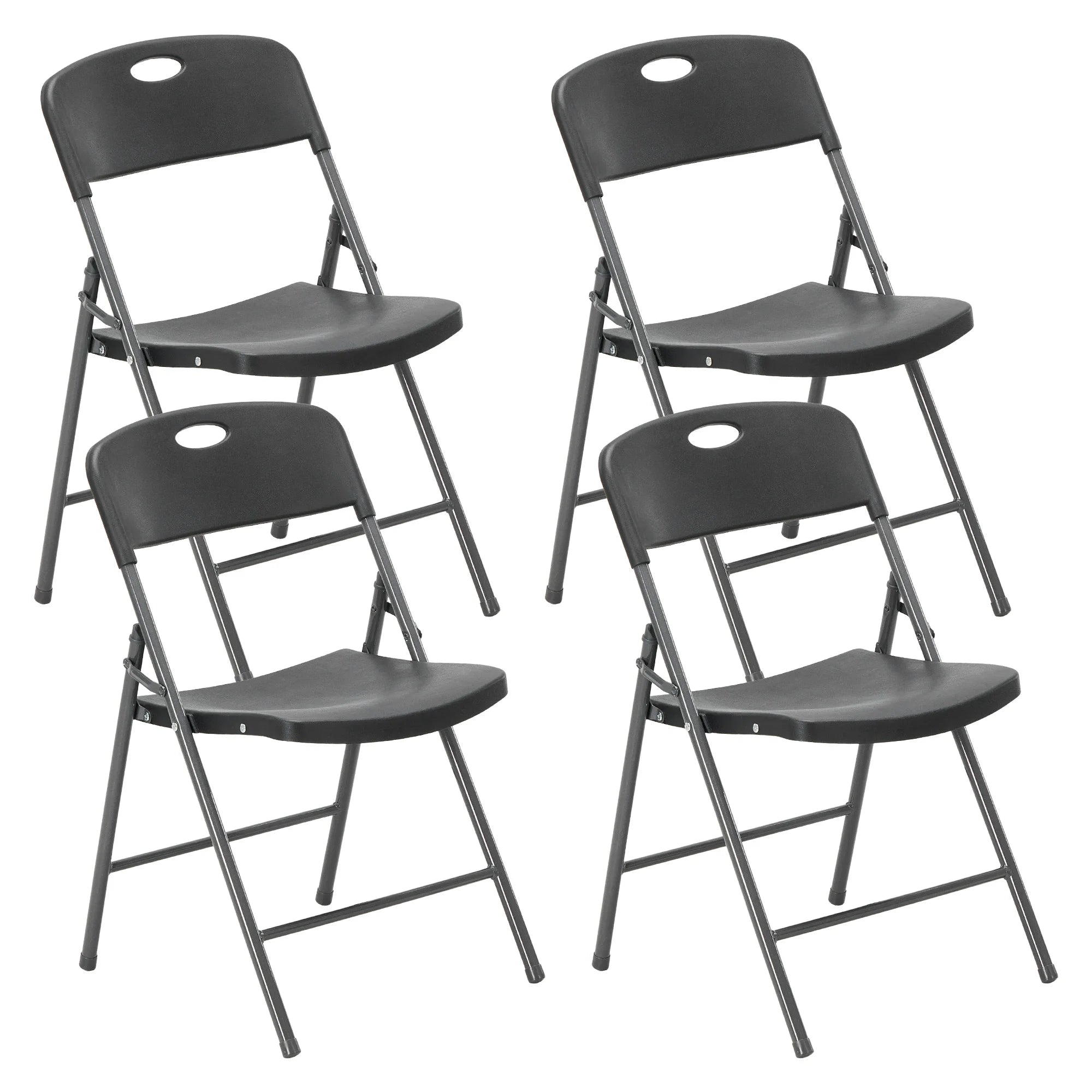 Stackable Folding Chairs Set with Padded Seat & Metal Frame