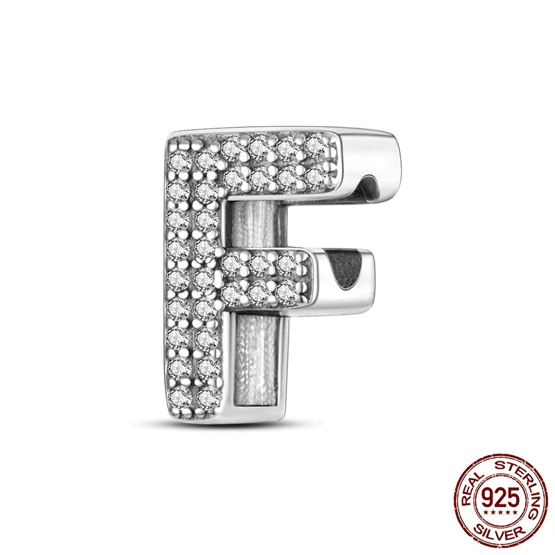 925 Sterling Silver Alphabet Bead Charm