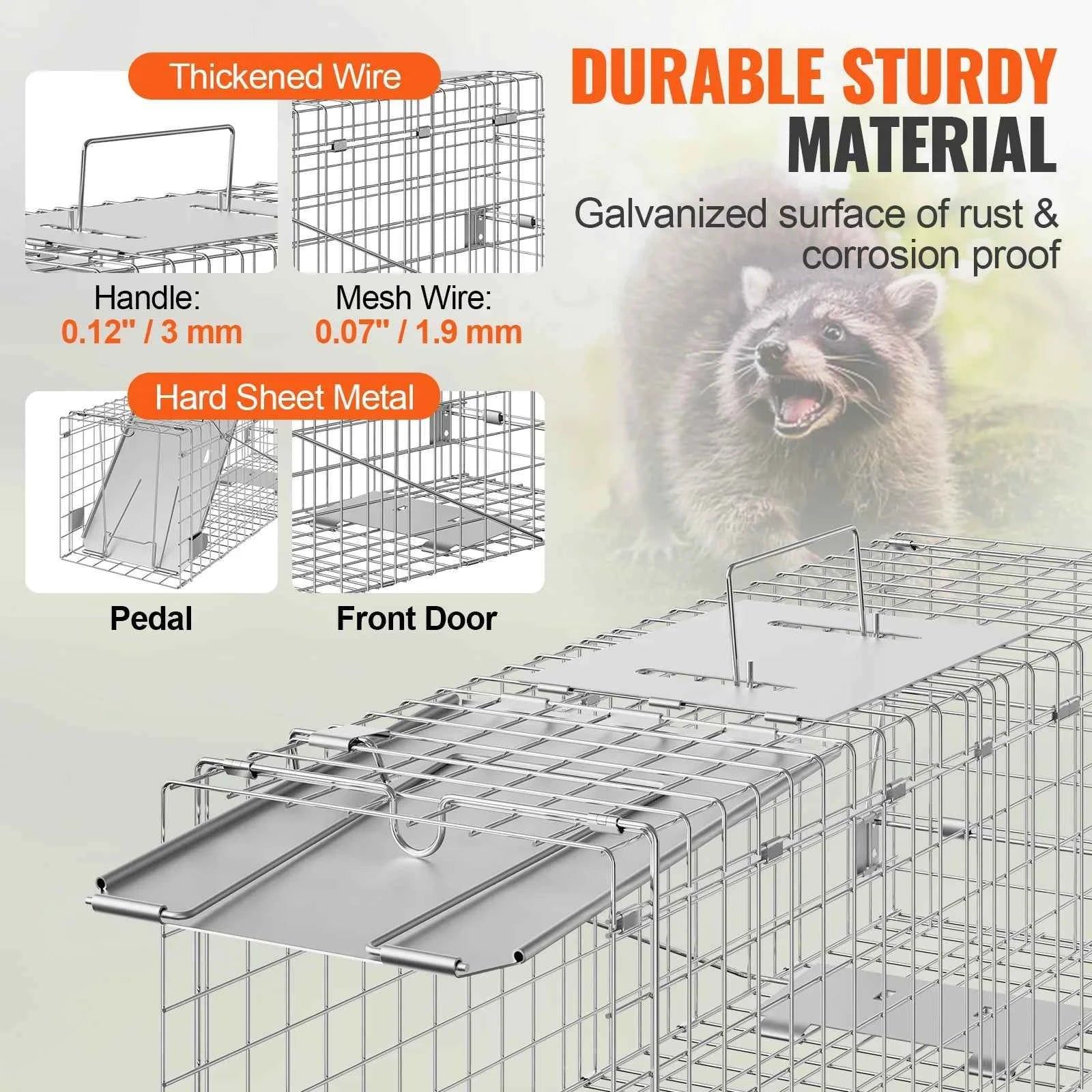 24 Inch Folding Live Animal Cage Trap with Handle