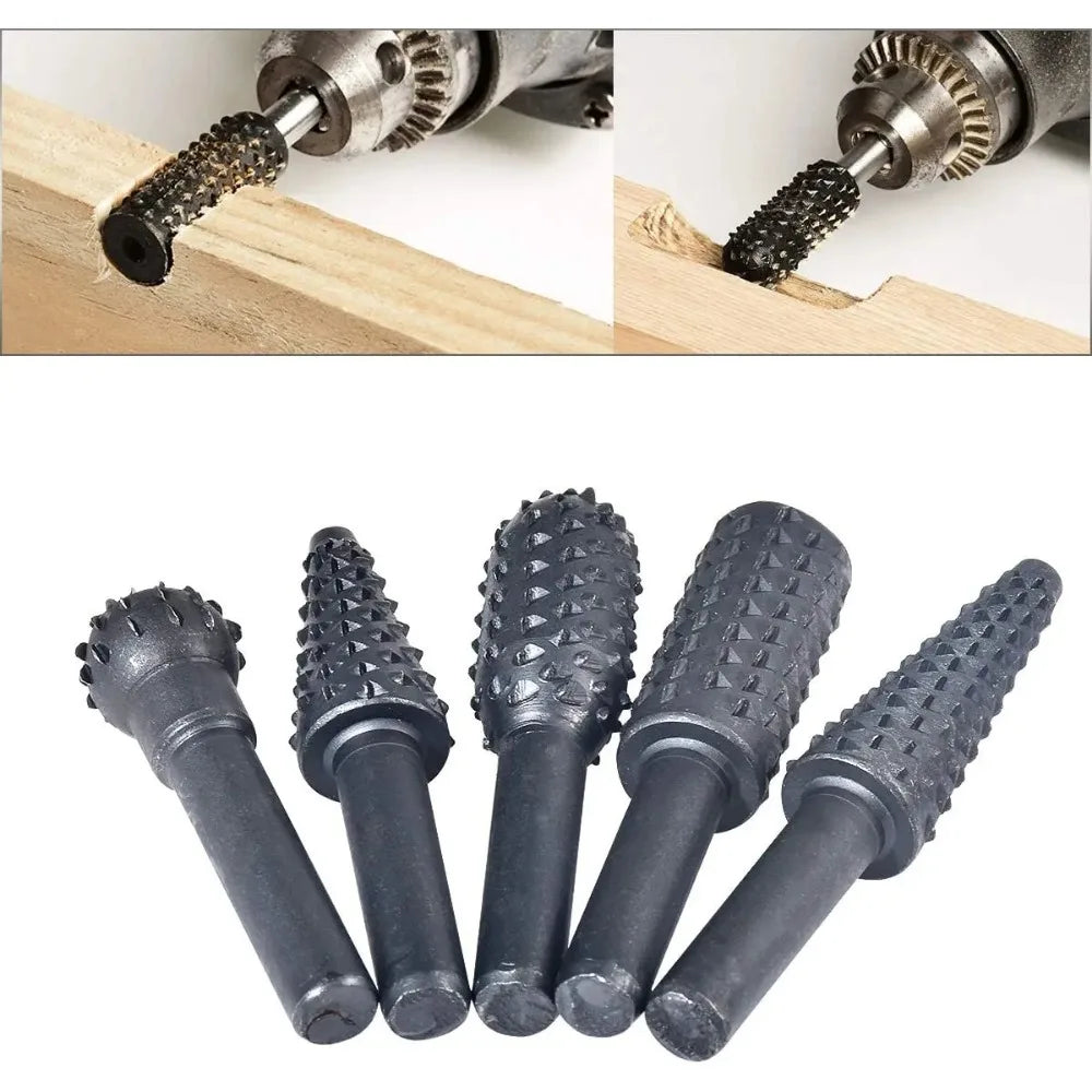 1/4'' 5PCS Drill Bit Set Cutting Tools for Woodworking Knife Wood Carving Tool Carpentry Wood Cutting Tools WorkDrill Bit Set