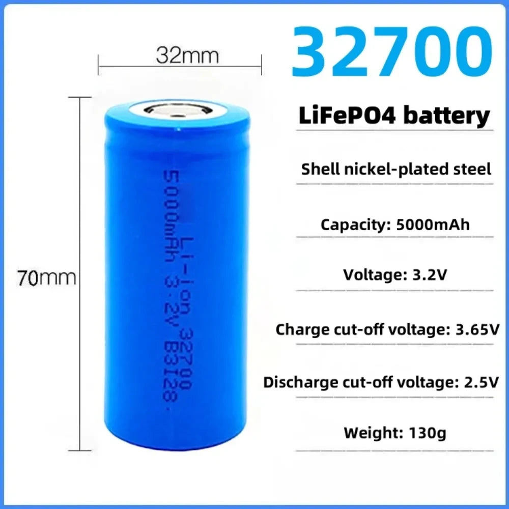 32700 LiFePO4 Battery Cell, 3.2 V 5000 mAh, 35 A