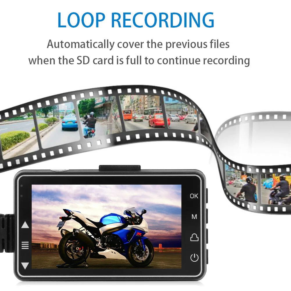 1080P HD 3.0 inch SE300 Motorcycle DVR Front+Rear View RGB Display Screen Motorcycle Dash Cam Digital Video Recorder Dash Cam 