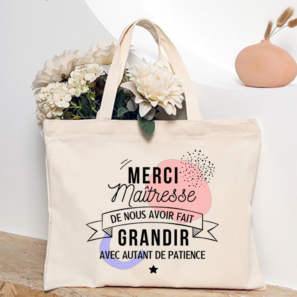 Thank You Teacher Stampa Francese Borsa a Spalla Donna Borsa in Tela Borse da Shopping Borse Femminili Borsa Riutilizzabile Migliori Regali per Maitresse