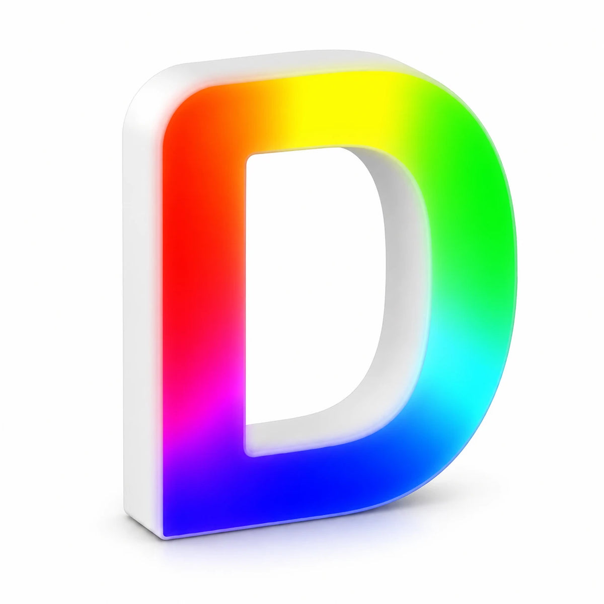 RGB LED letter D on white background