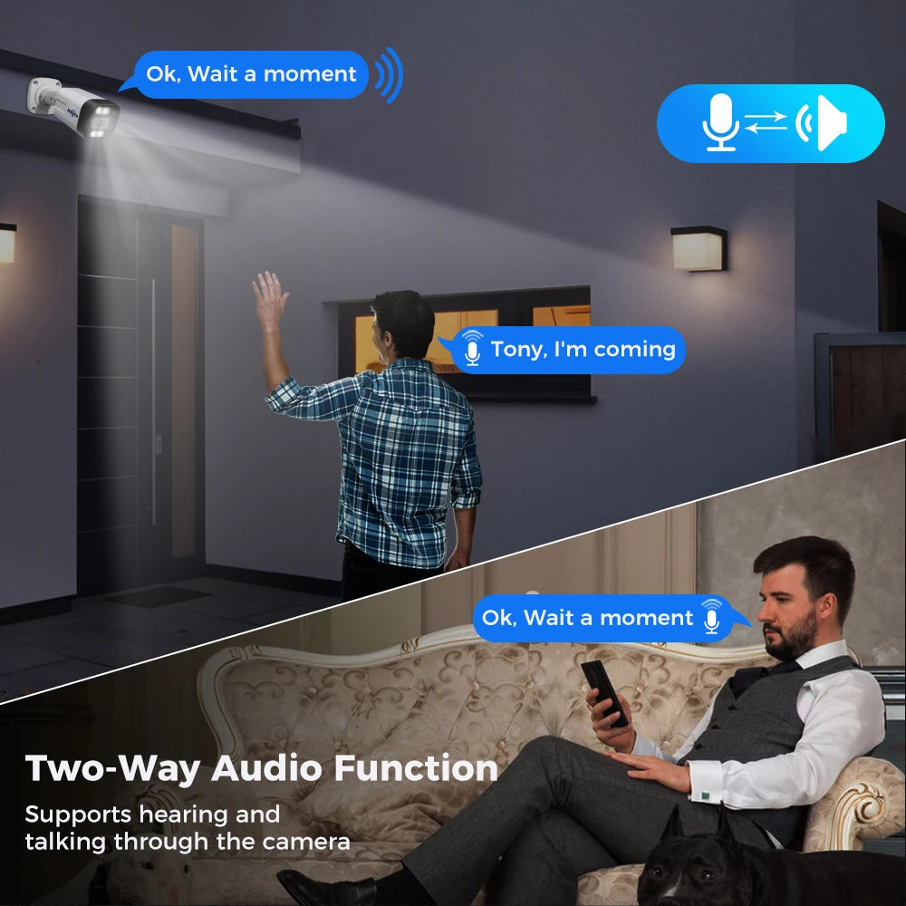 4K 8MP PoE IP Bullet Security Camera with Two-Way Audio