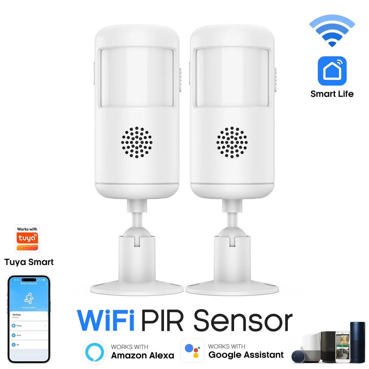 WiFi Infrared Detector DC 5V Tuya Smart Life 4 Alarm Modes PIR Motion Sensor Work With Alexa Google Home Alarm System