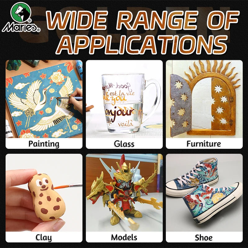 50ml Metallic Acrylic Paint in Pearlescent Gold & Silver