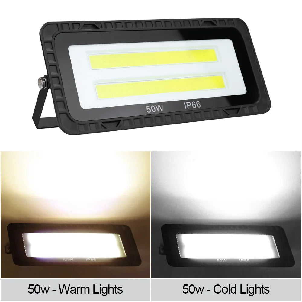 LED Flood Lights AC 220V 200W 100W 50W IP66 Waterproof Outdoor Garden Wall Lighting Projector Landscape Spotlight COB Floodlight