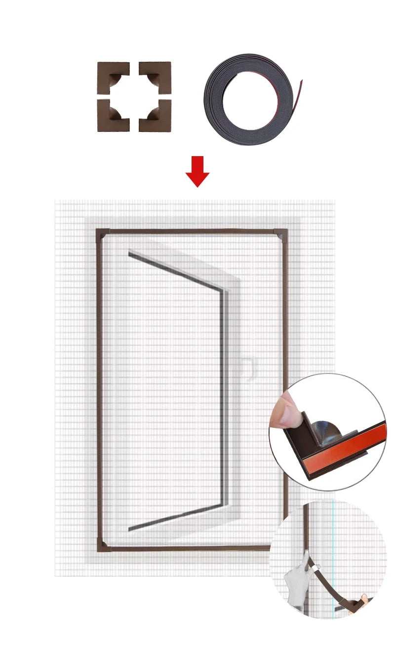 Removable Magnetic Window Insect Screen Kit