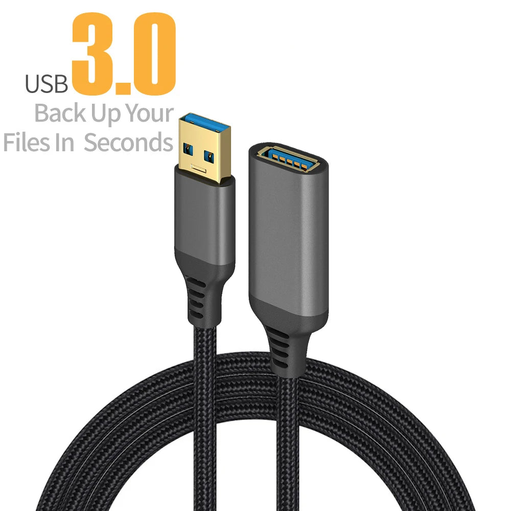 USB 3.0 Male To Female High Speed Transmission Data Cable Computer Camera Printer Extension TV Gaming Nylon Braided Cable
