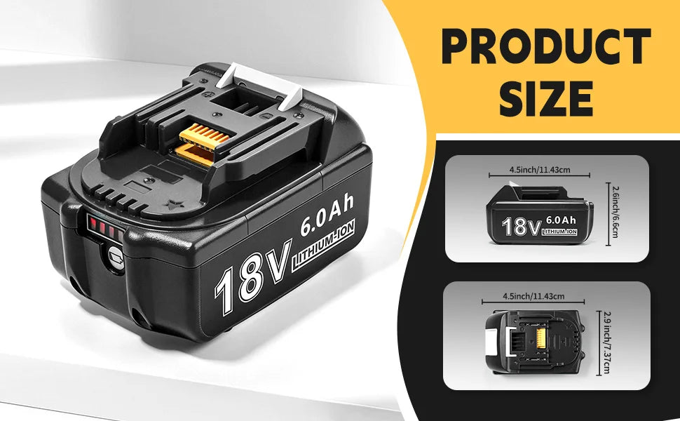 2 Pack Rechargeable 18V 6.0Ah Battery for Power Tools