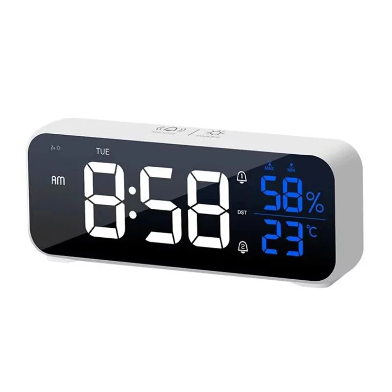 Digital Alarm Clock with Temperature, Dual Alarms & LED Display
