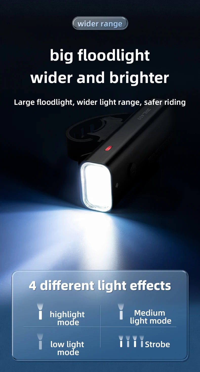 USB-C Rechargeable Bike Light 400–800LM Waterproof Front Headlight