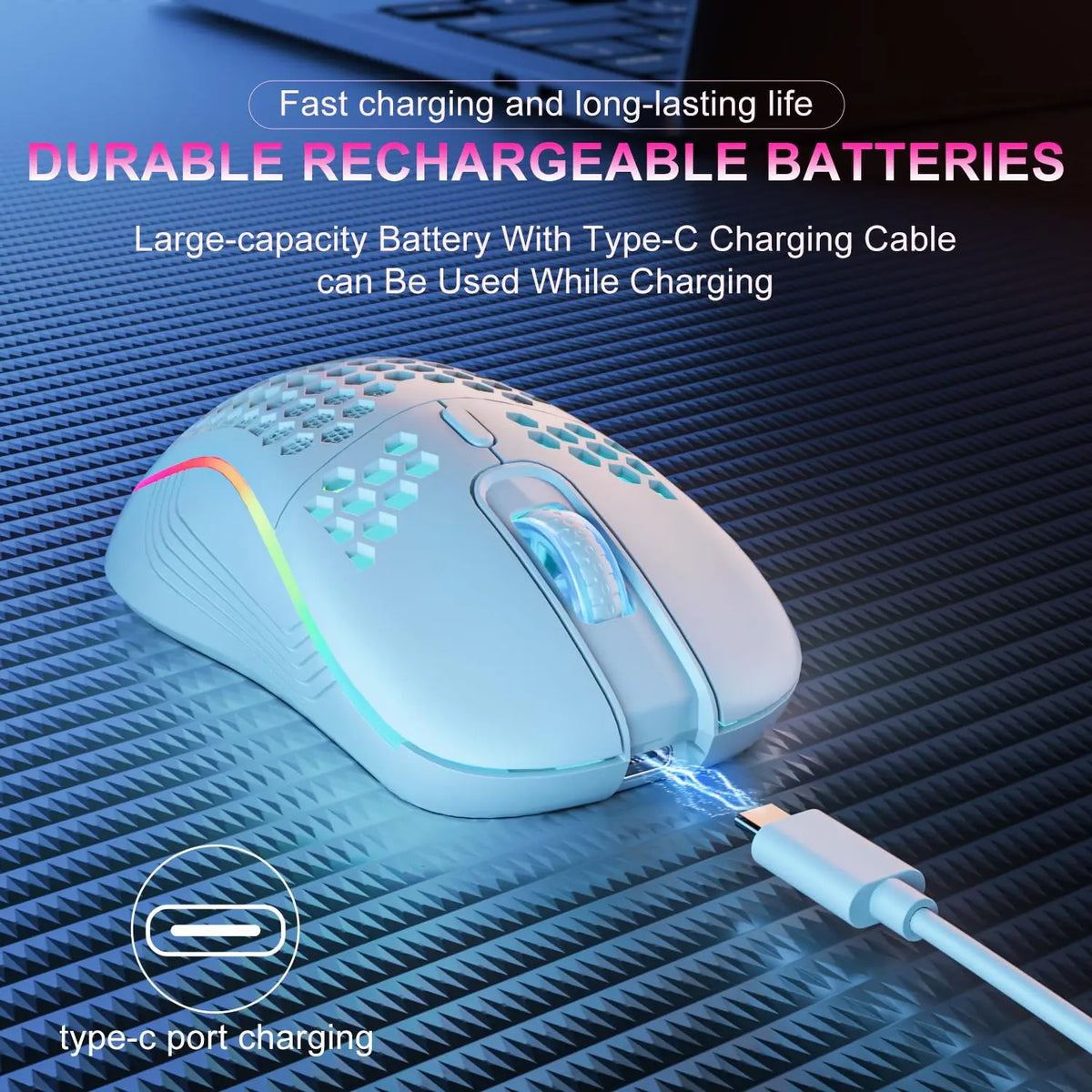 Rechargeable 2.4 GHz Wireless Mouse with RGB Lighting