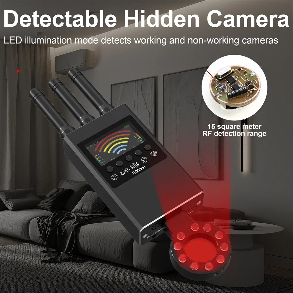 RD6800 Anti-Spy Hidden Camera Detector Multi-function GSM Audio Bug Finder GPS Tracker Lens Wireless RF Signal Detect Scanner