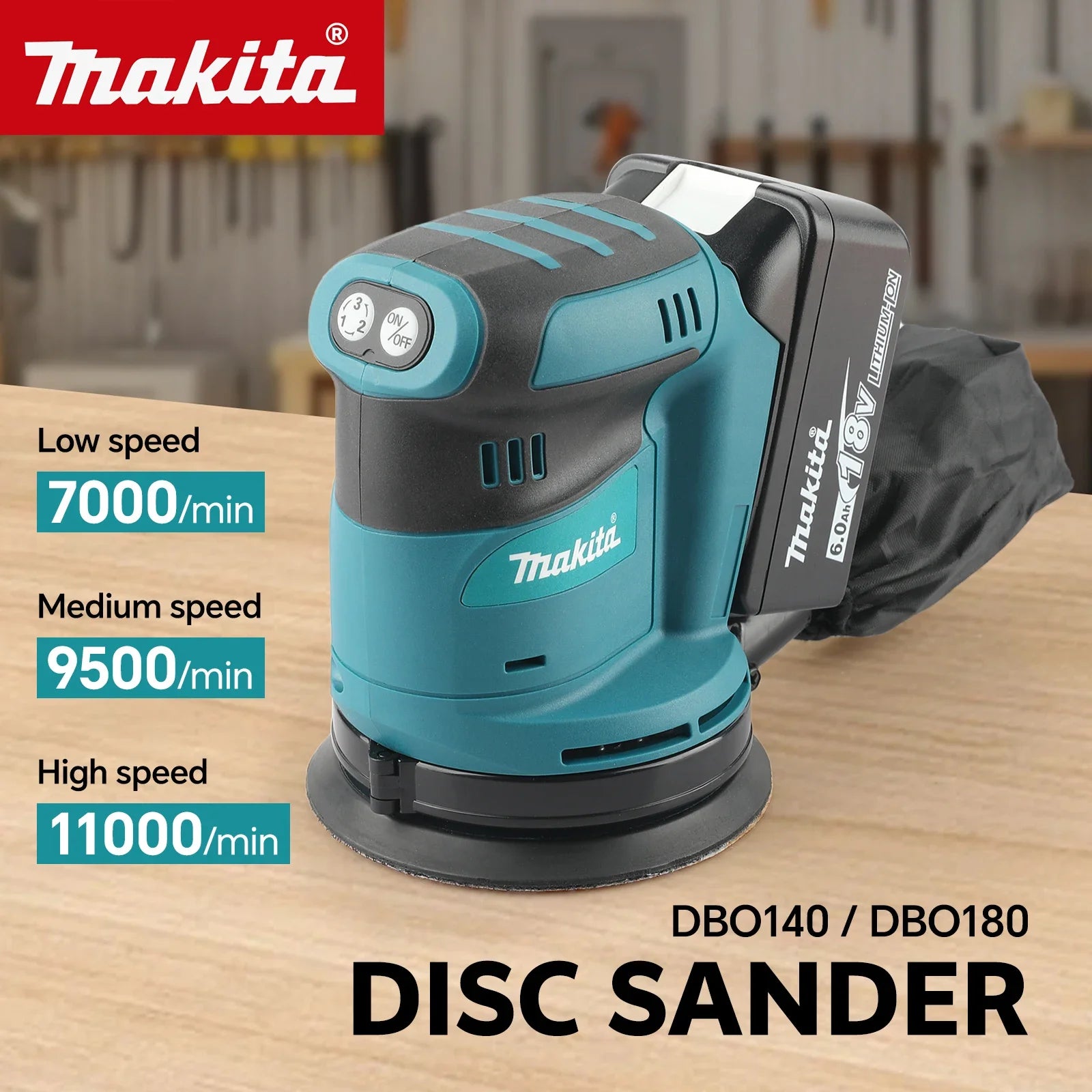 Makita 18V Cordless Random Orbit Sander for Smooth Wood Finishing