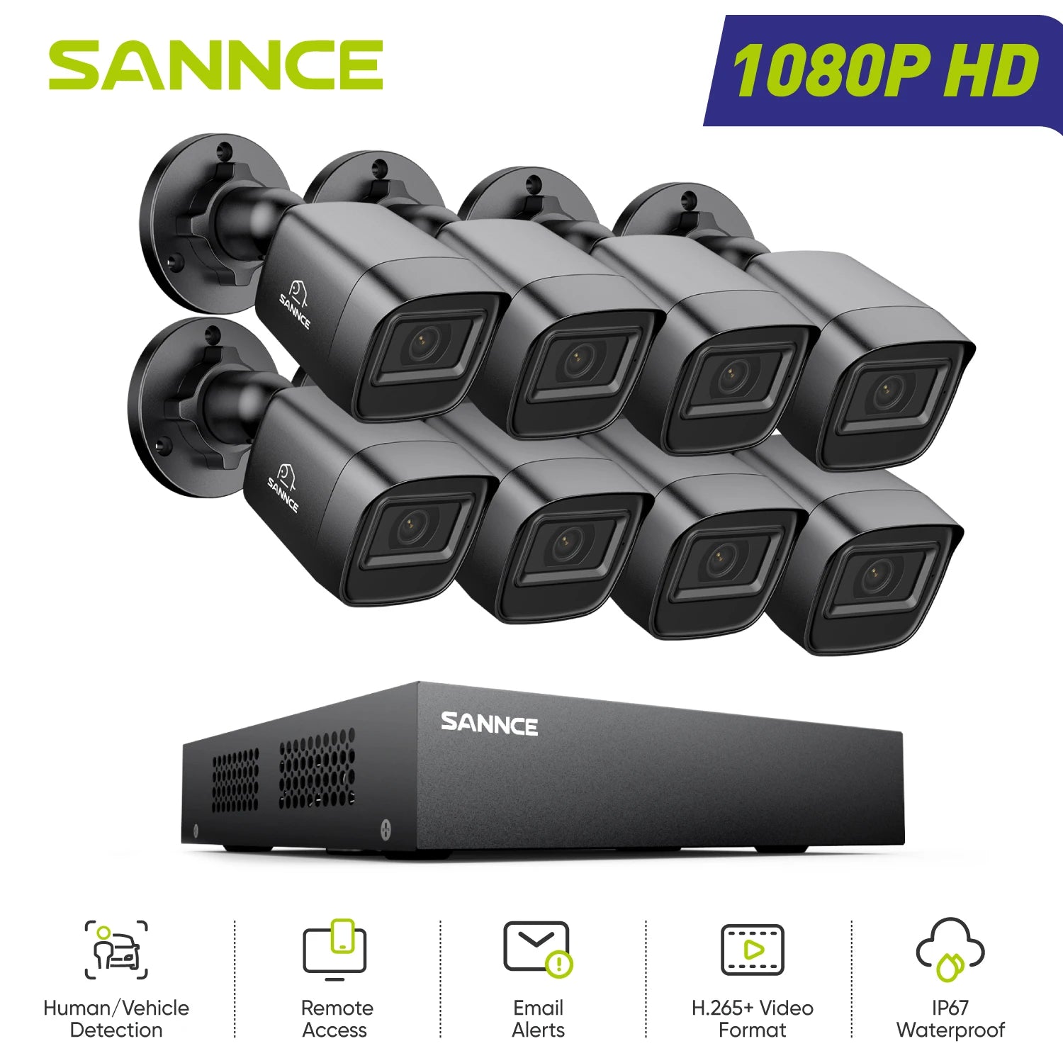 1080P Security Camera System with 8-Channel DVR