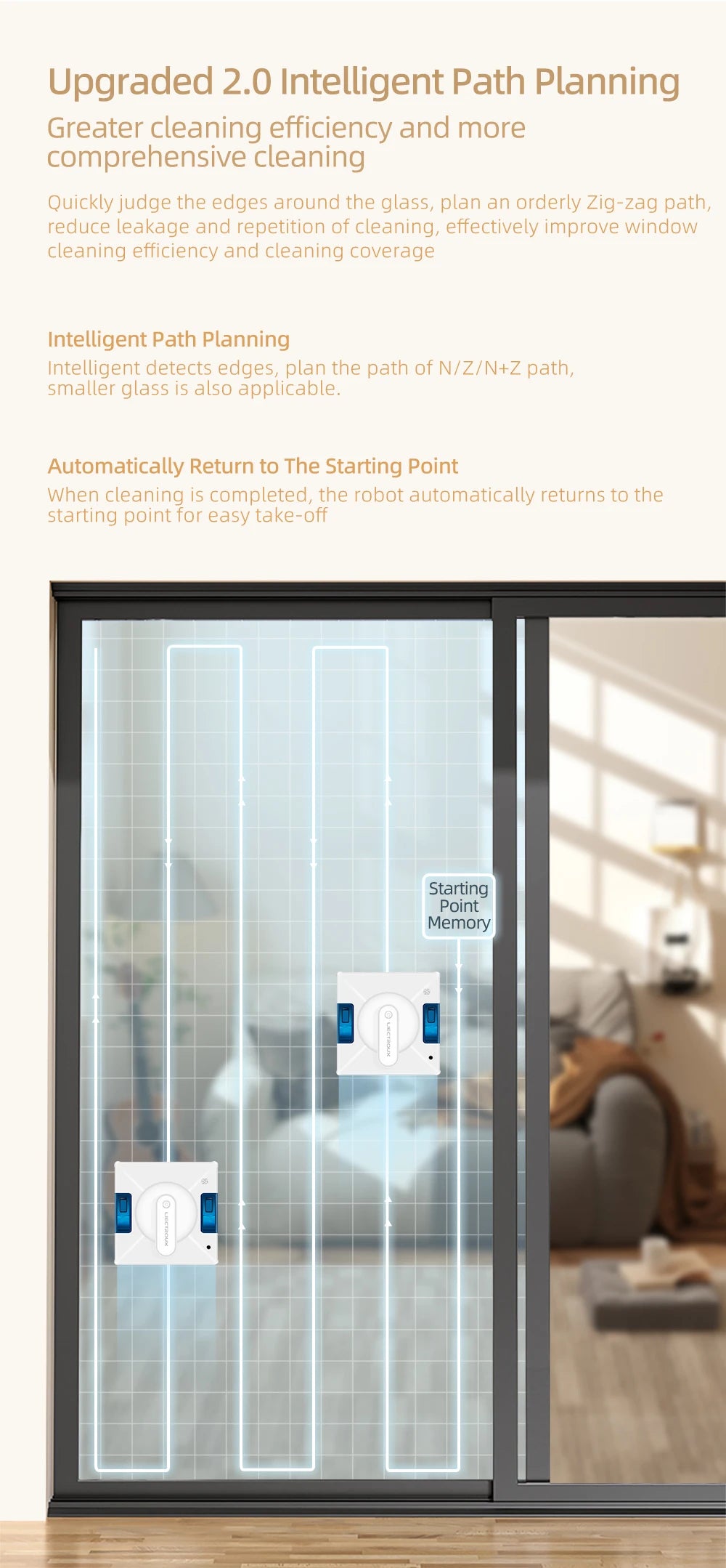 Window Cleaning Robot with Smart Navigation & 4-Way Water Spray