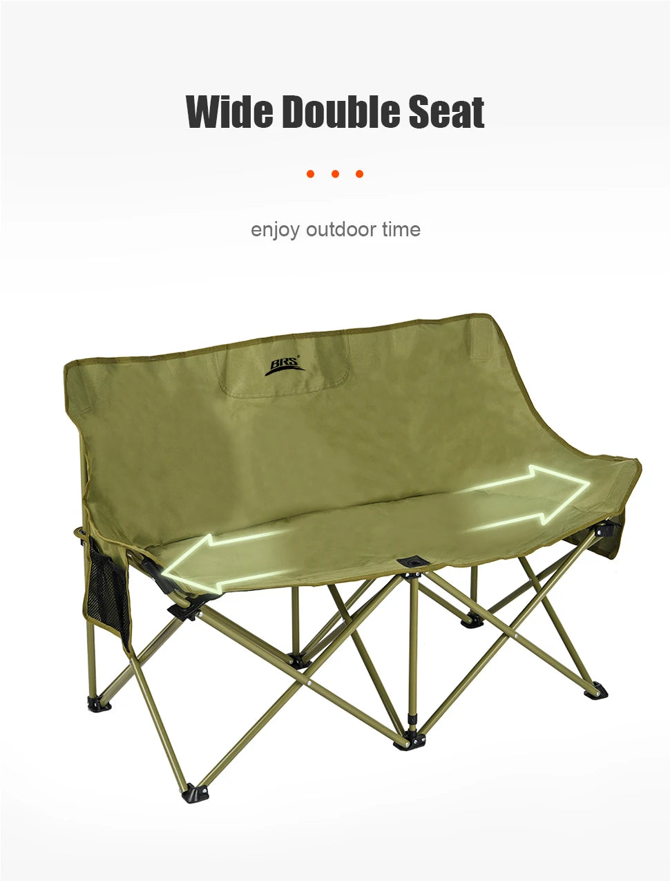 Double Camping Chair for Two with Storage Bags and Backrest