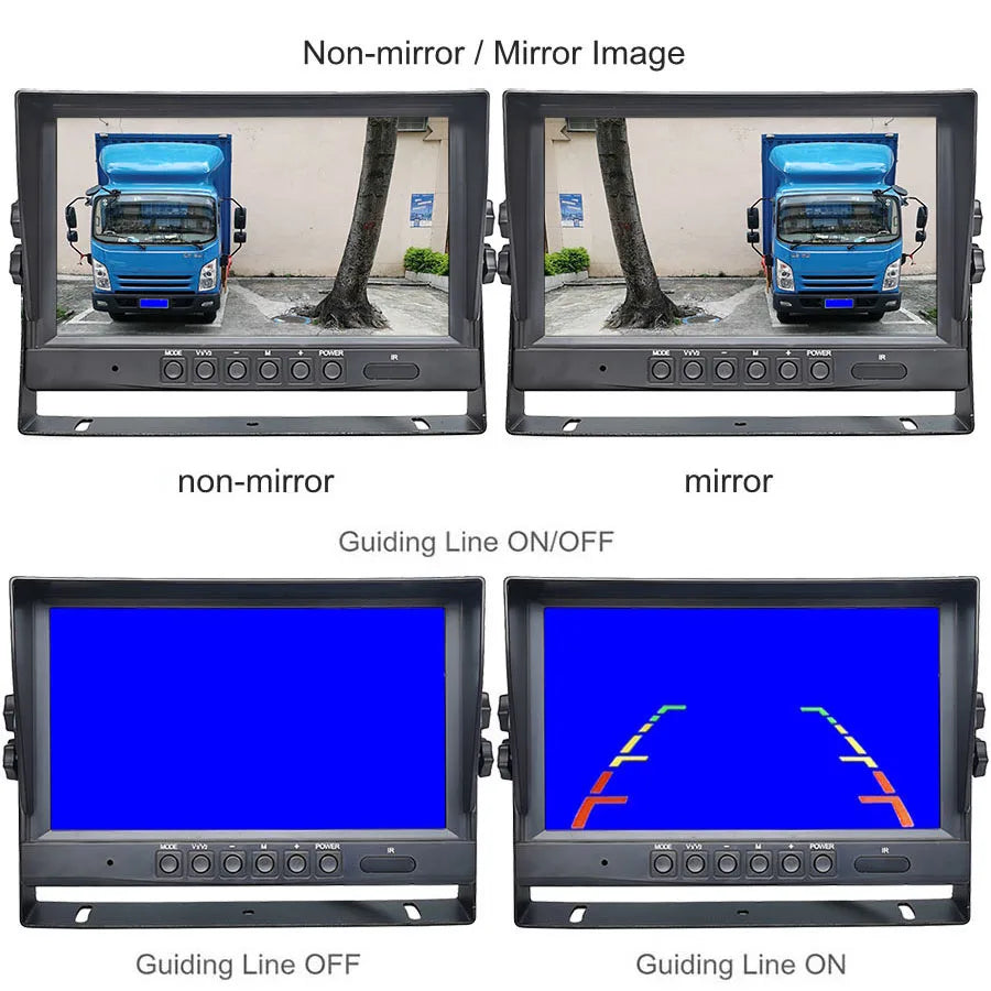 DIYSECUR 9-Zoll AHD IPS LCD HD Monitor Rückfahrbildschirm Auto Monitor Max Unterstützung 1080P AHD CVBS Auto-Kamera 4PIN Videoeingang