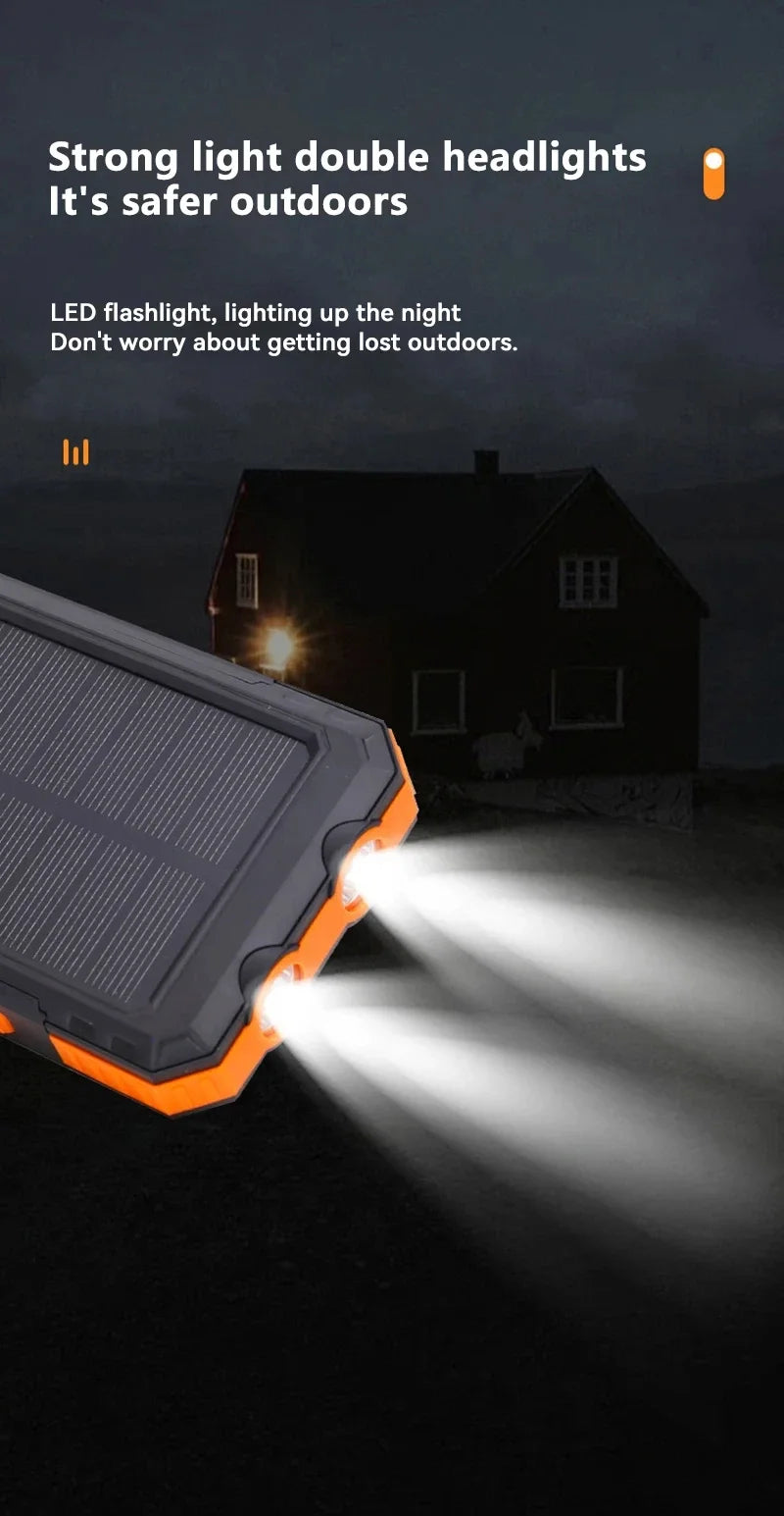 Solarna polnilna baterija s hitro polnjenjem in LED lučko za nujne primere