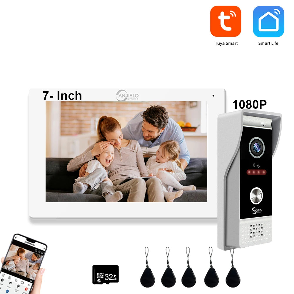 1080P Video Intercom Wifi 7/10 Inch Monitor Kit for Apartment System Home Security Wired Doorbell Card Swipe Private House Tuya Spy-shop.com