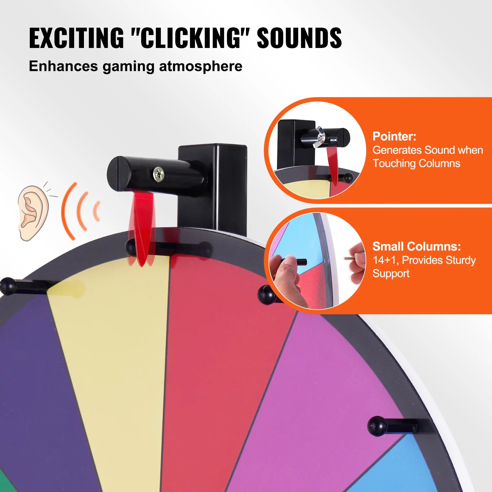 Spinning Prize Wheel with Stand & Tabletop, 14 Slots Game Wheel
