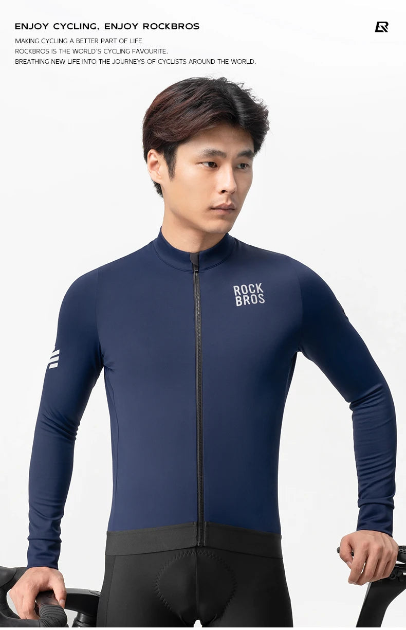 Men’s Thermal Cycling Jersey Windproof Fleece for Cold Weather Riding