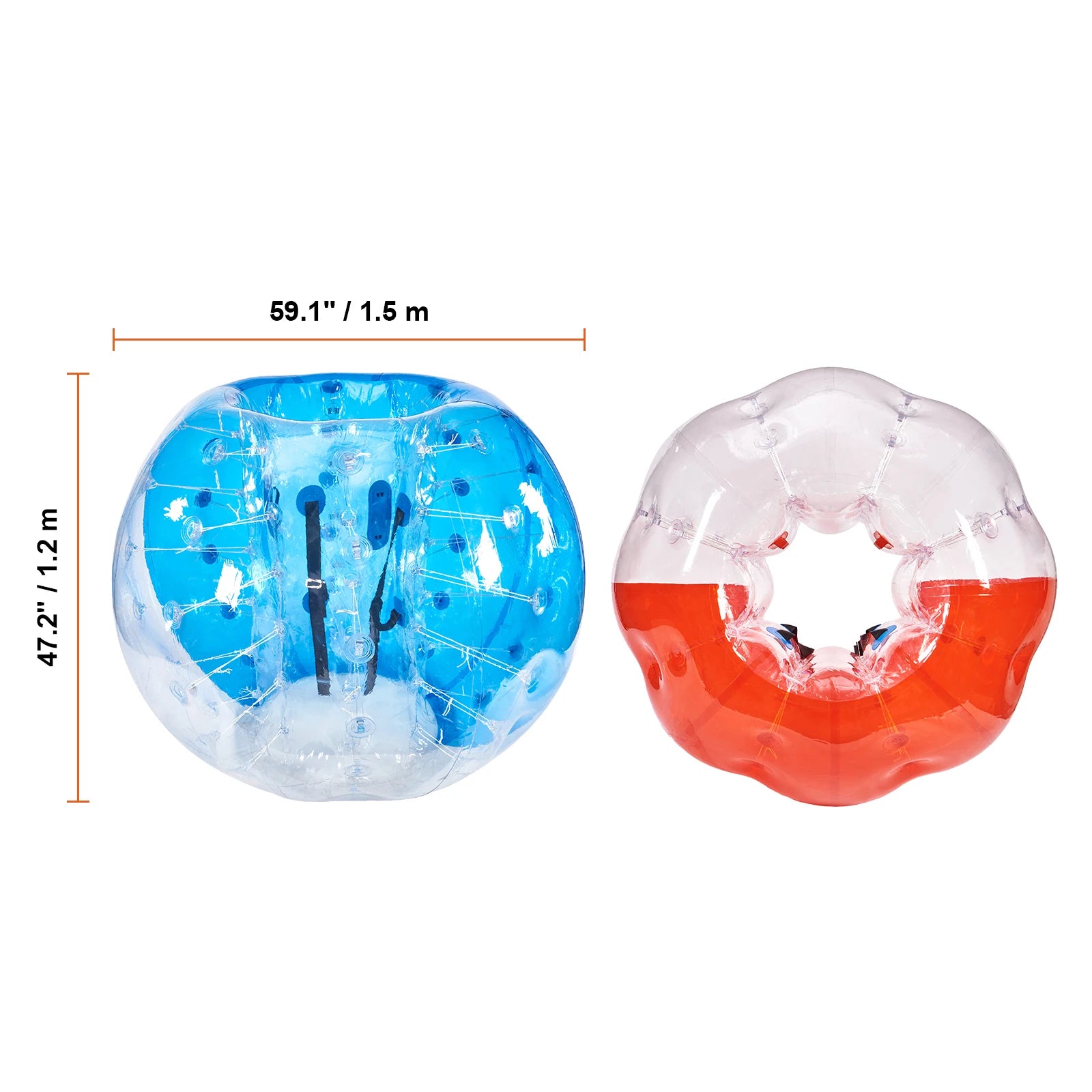SucceBuy Set da 2 Palline Gonfiabili da 5FT/1.5M, Palline da Bumper Spesse per Calcio Bolle, 0.8 mm, Zorb Gonfiabili per Adulti o Bambini