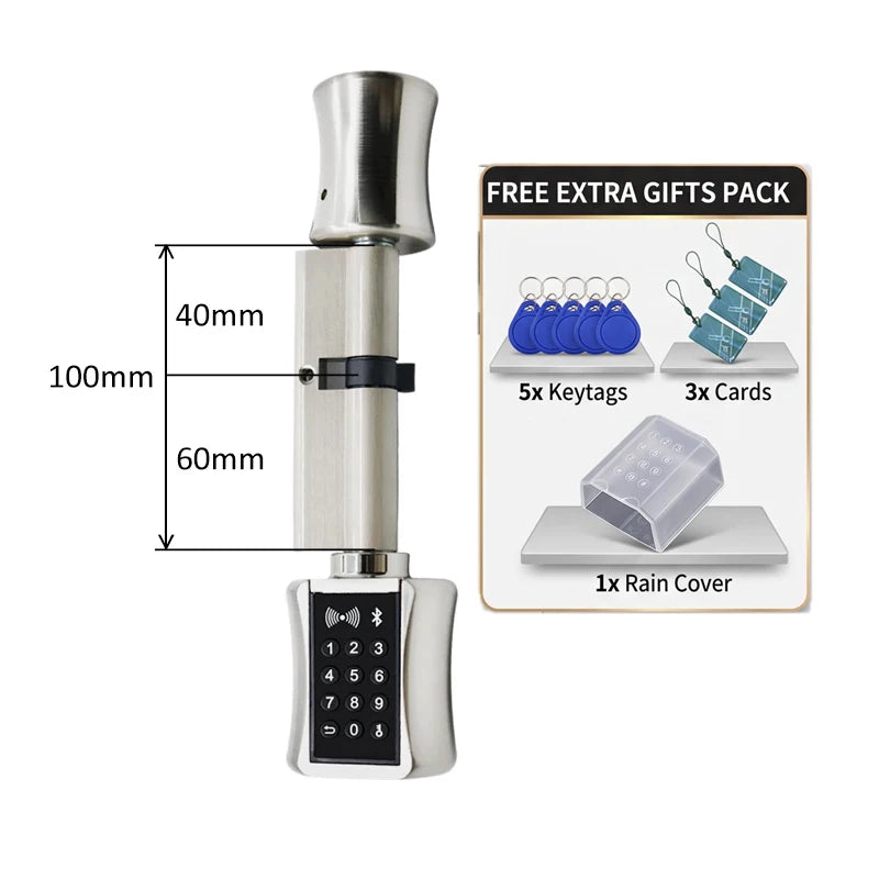 DIY Electronic Smart Door Lock Cylinder TTlock App Fingerprint Digital Keypad Card Unlock Keyless Home Security Lock EU Profile