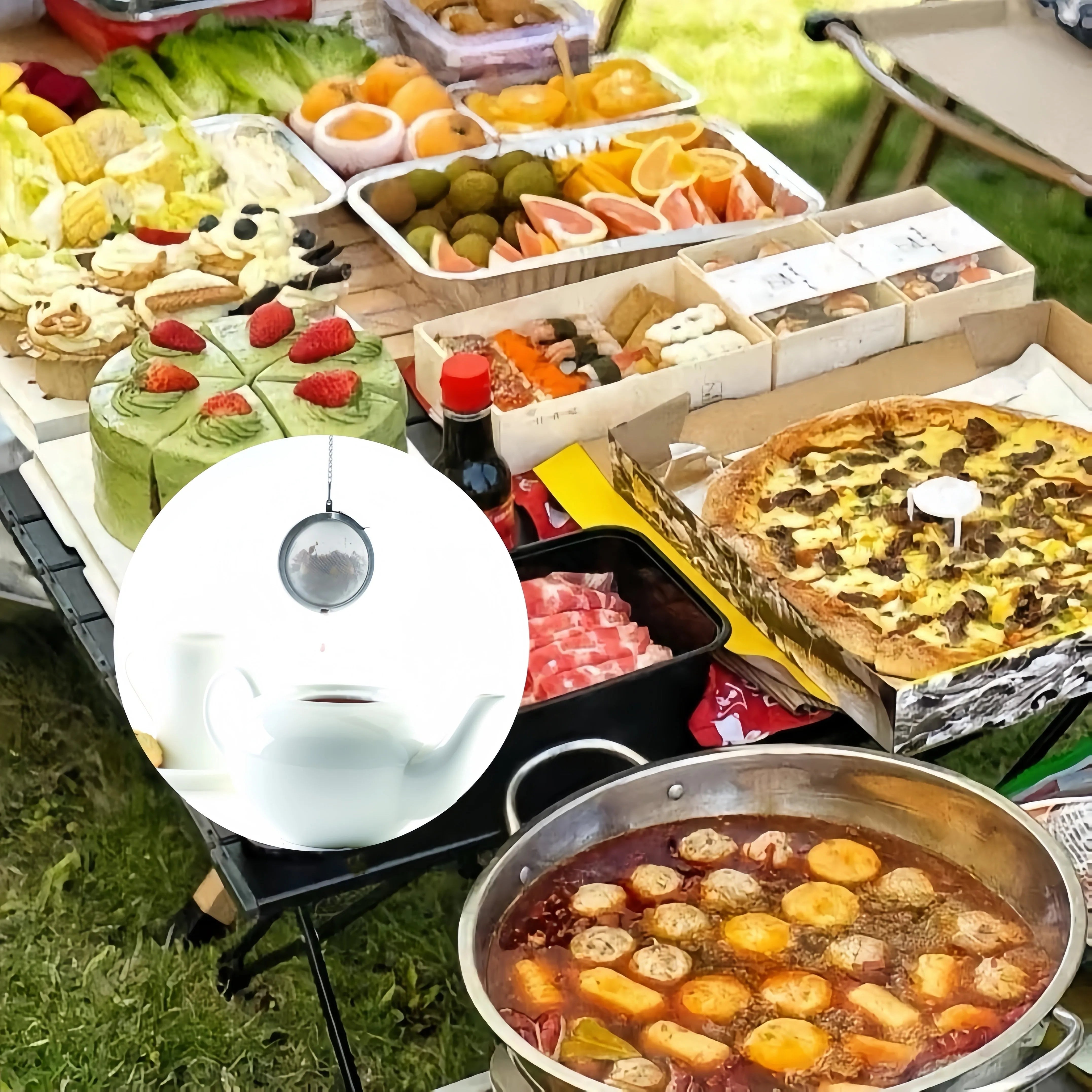 1PC/304 stainless steel flavored filter ball, tea filter ball, soup filter ball with extension chain hook 