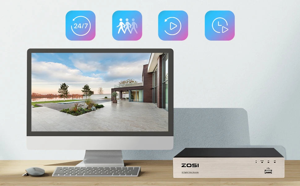 ZOSI 8CH 1080P Wired CCTV Security Camera System with HDD