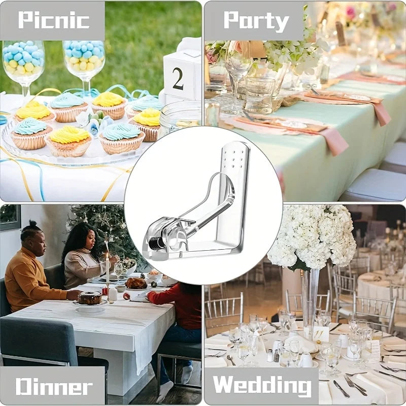 5 Clear Tablecloth Clips with Spring Clamp Grip