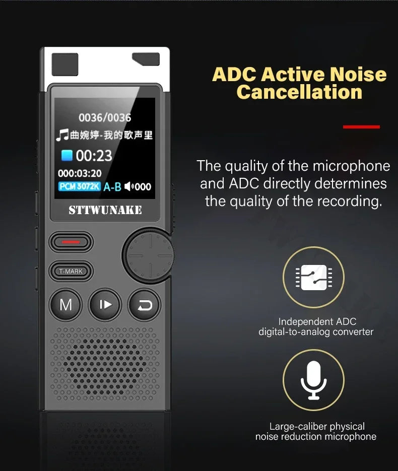 Voice Activation Recorder Dual-Core Ai Noise-Reducing Digital Recording Device STTWUNAKE 