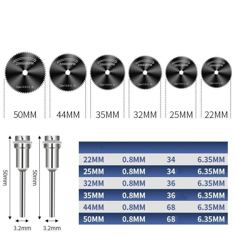 Mini HSS Metal Cutter Circular Saw Disc Wheel Blade Woodworking Durable Precision Cut Mandrel Mini Rotary Tool Accssory Set