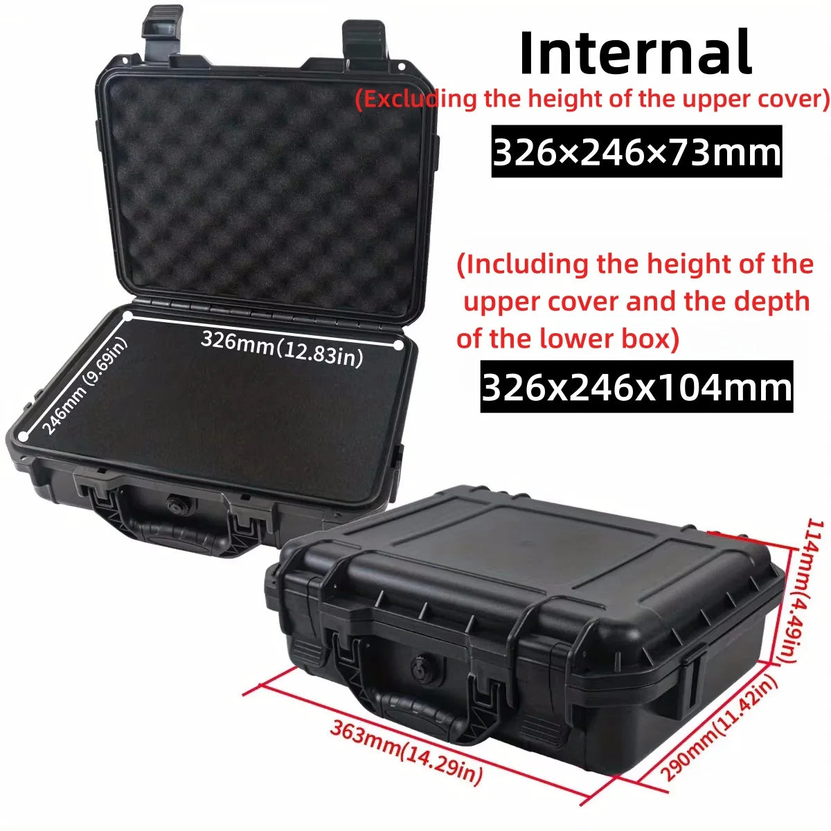 1pc Waterproof Hard Carry Case Bag Tool Case With Pre-cut Sponge Storage Box Safety Protector Organizer Hardware Toolbox 