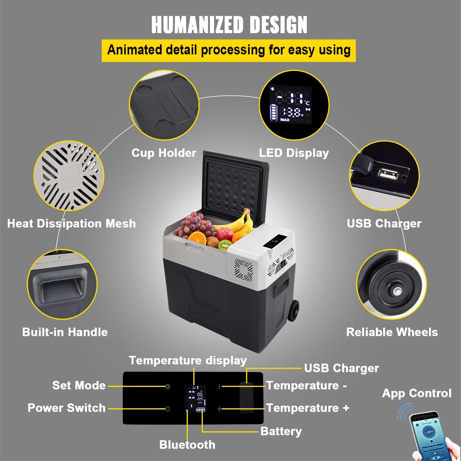 Portable Compressor Refrigerator Freezer 15L, 12/24V & 100-240V