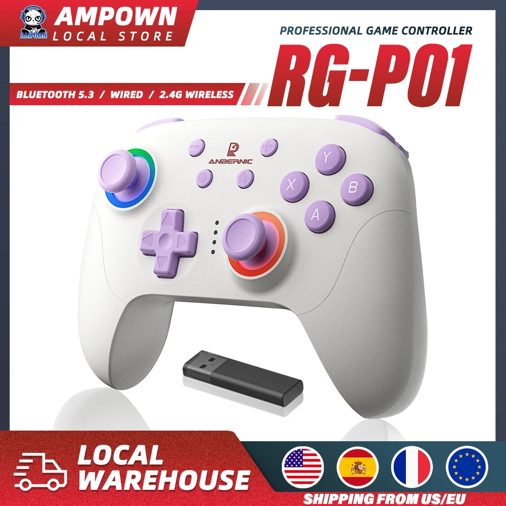 Wireless Gaming Controller with Hall Effect Triggers and Joysticks